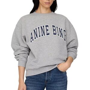 NWT Anine Bing Spencer Gret Melange Sweatshirt gray casual comfy crewneck Small